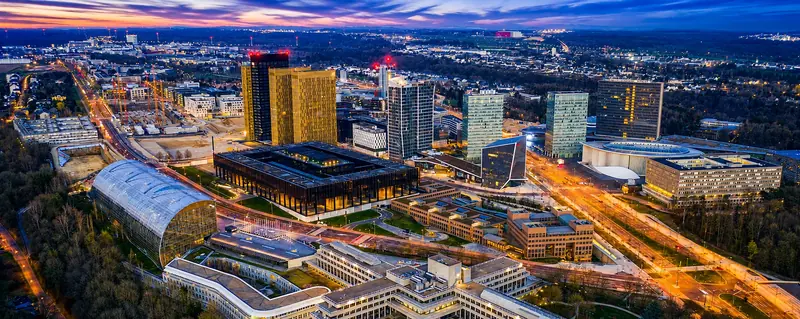 Panorama du quartier du Kirchberg au Luxembourg